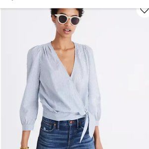 Striped Wrap Blouse - Blue